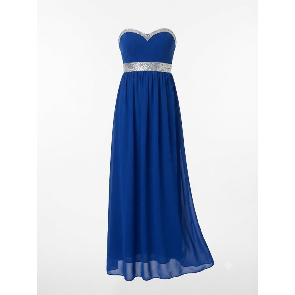 Red Clover Royal Blue Sequin Strapless Maxi Dress‎ Sweetheart Formal Gown Large